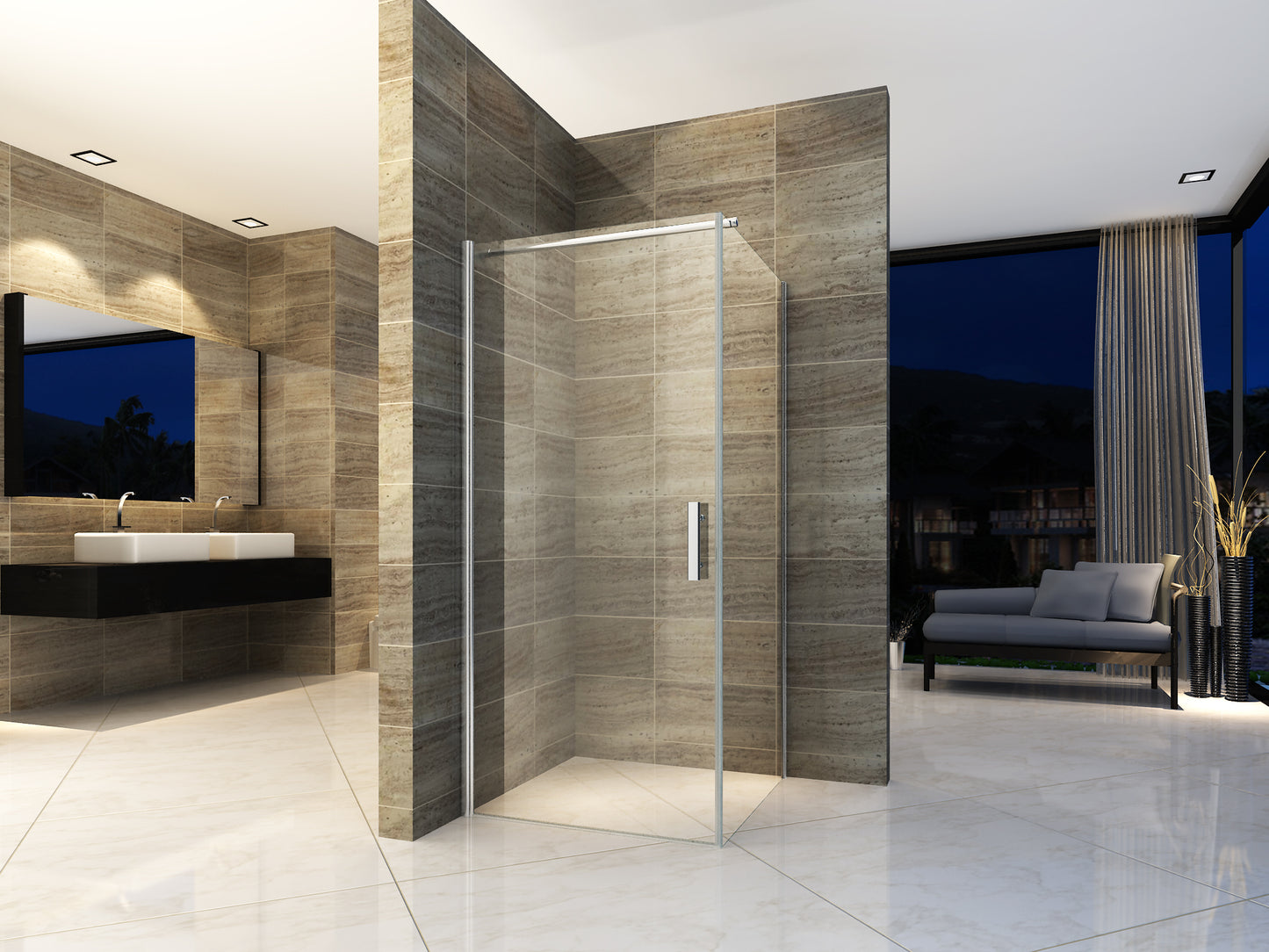 ALONI CABINE DE DOUCHE AVEC PORTE BATTANTE ET PAROI