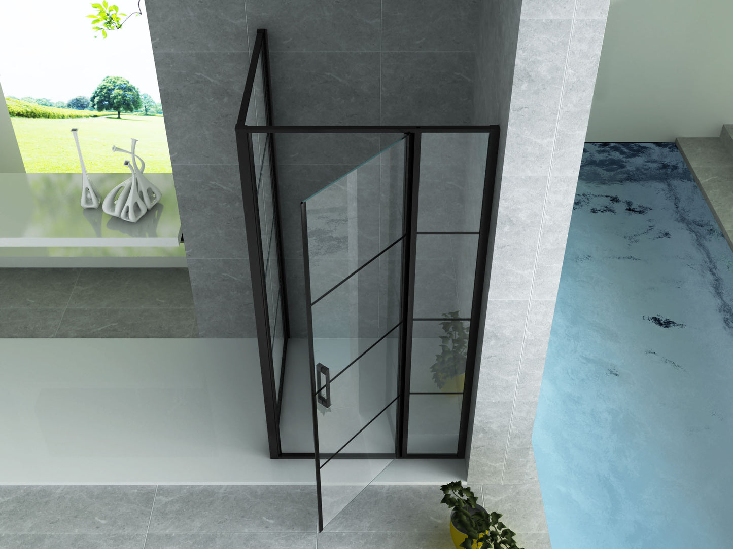 Cabine de Douche Aloni 90x120 cm - Noir Mat