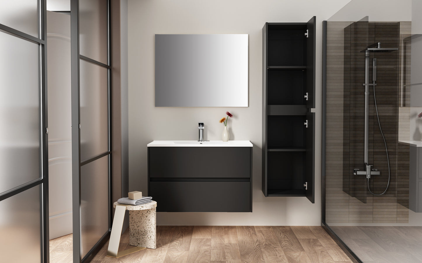 ALONI HAYAT COLONNE - 2 PORTES - SANS POIGNEE - SOFT CLOSE