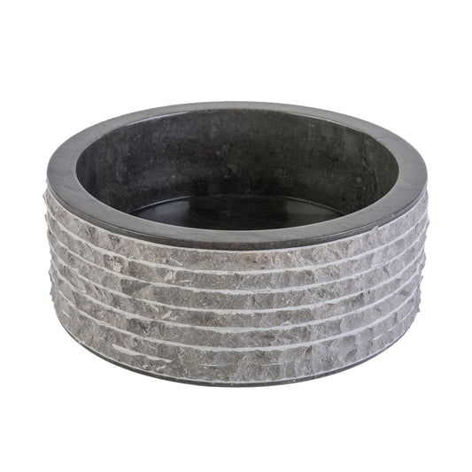 VASQUE EN MARBRE ALUR AVEC INTÉRIEUR POLI - NOIR 40X15CM